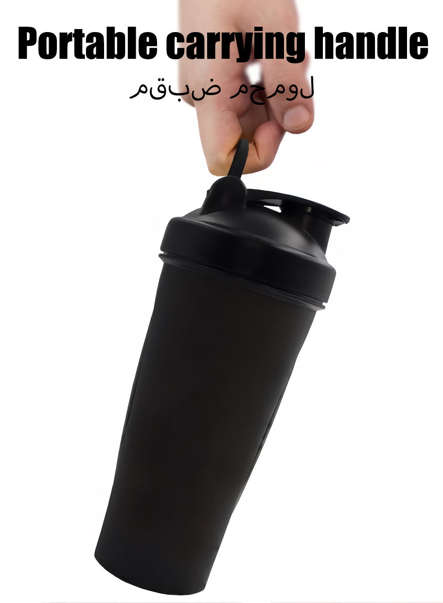 Protein powder shaker cup, leak-proof mixing cup, with a metal mixing ball, 600 ml, suitable for pre-workout drinks and nutritional supplements.