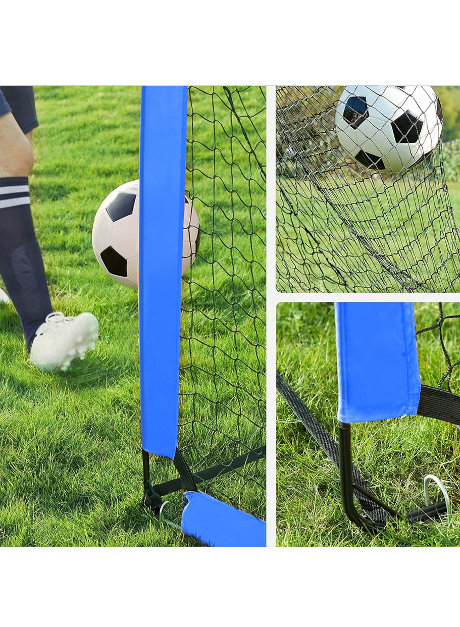 2-Pack Portable Soccer Goals with Carry Bag, Suitable for Backyard, Indoor and Outdoor Use, for Toddlers, Youth and Adults - Blue