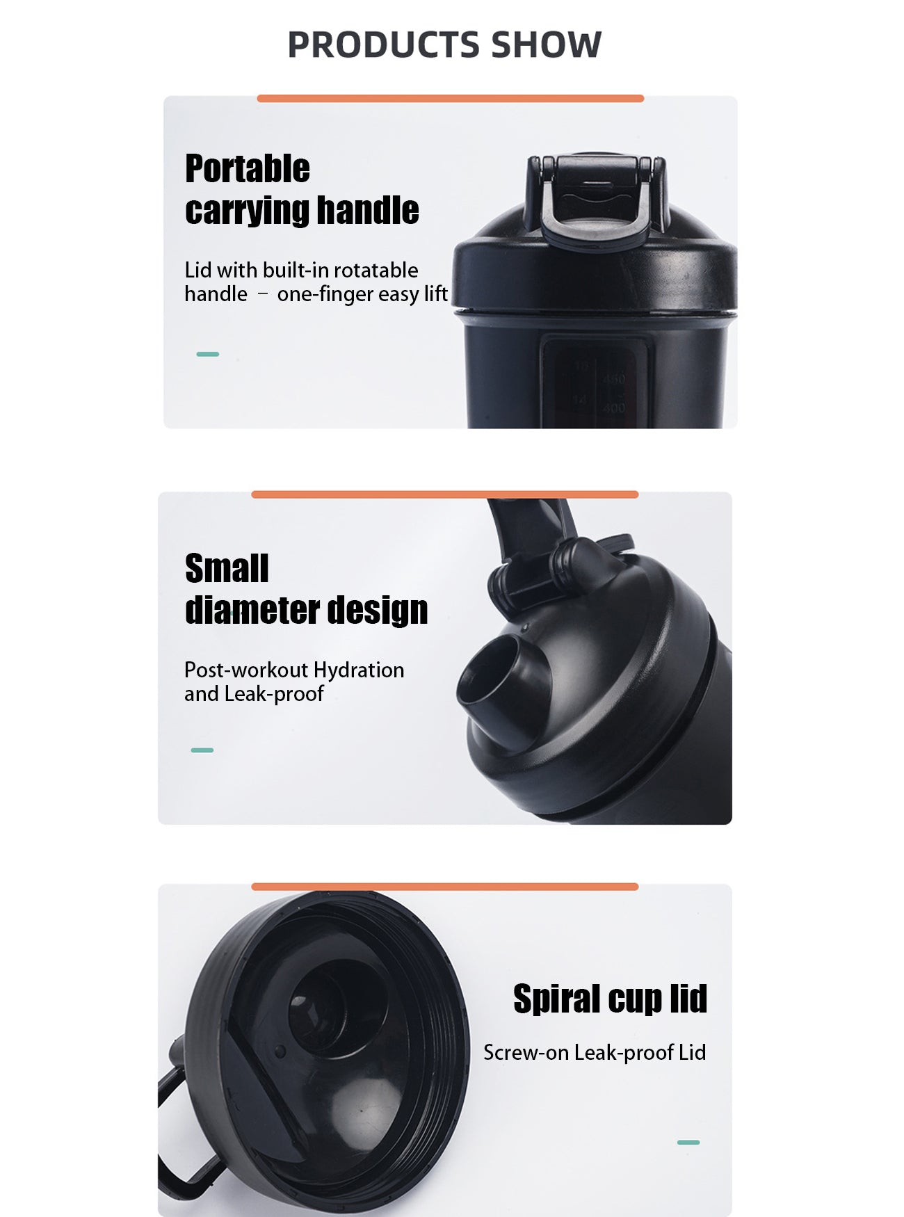 Protein powder shaker cup, leak-proof mixing cup, with a metal mixing ball, 600 ml, suitable for pre-workout drinks and nutritional supplements.